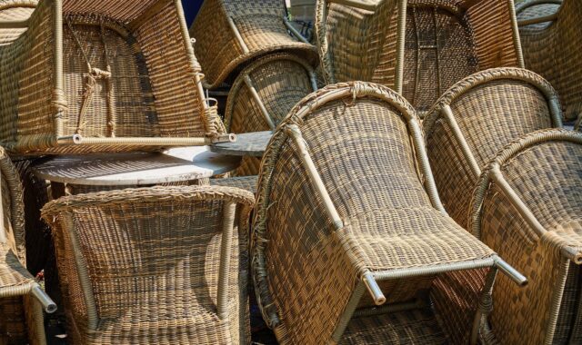 chair, wicker, furniture, seat, handicraft, material