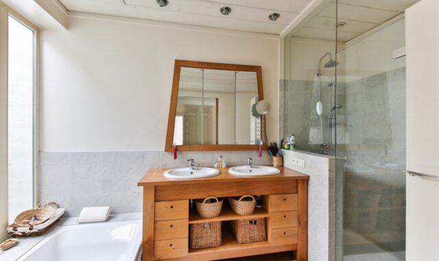 bathroom, wood furniture, shower, modern bathtub, decoration, bathroom, bathroom, bathroom, bathroom, bathroom