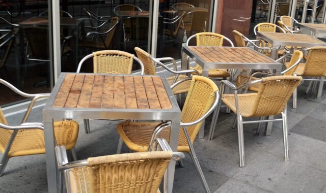 chair, table, furniture, seat, wood, patio, luxury, restaurant, lounge, cafeteria, wooden, hotel, empty, bistro, family, relaxation, deck, bar, aluminum, together, repeating, design, metal, metallic, pattern, woven, bamboo, silver, iron, steel, furnature, brushed, seating, dinner, diner, reflection, polished, industrial, chrome, smooth, real, eating, food, appetite, classy, outing, going out, banquet, feast, supper, blowout, chow, collation, eats, feedbag, fete, potluck, refection, repast, ribs, spread, din-din, main meal, major munch, principal meal, regale, table d'hôte, coffee shop, dining room, inn, joint, outlet, saloon, canteen, chophouse, dive, drive-in, eatery, grill, hideaway, lunchroom, pizzeria, café, doughtnut shop, eating house, eating place, fast-food place, greasy spoon, hamburger stand, hashery, hotdog stand, luncheonette, night club, starbucks, fast food, junk food, vacant, sales, open for business, closed, brown sales, brown hotel, cafeteria, cafeteria, cafeteria, cafeteria, furnature, potluck, potluck, potluck, potluck, saloon, canteen, canteen, eatery, eatery, eatery, eatery, eatery, lunchroom, night club