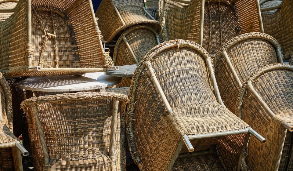chair, wicker, furniture, seat, handicraft, material