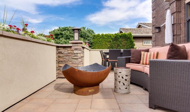 home, decor, real estate, interior design, outdoor patio, patio, model home, homes, firepit, outdoor, furniture, brown home, brown interior, patio, patio, patio, patio, patio, firepit